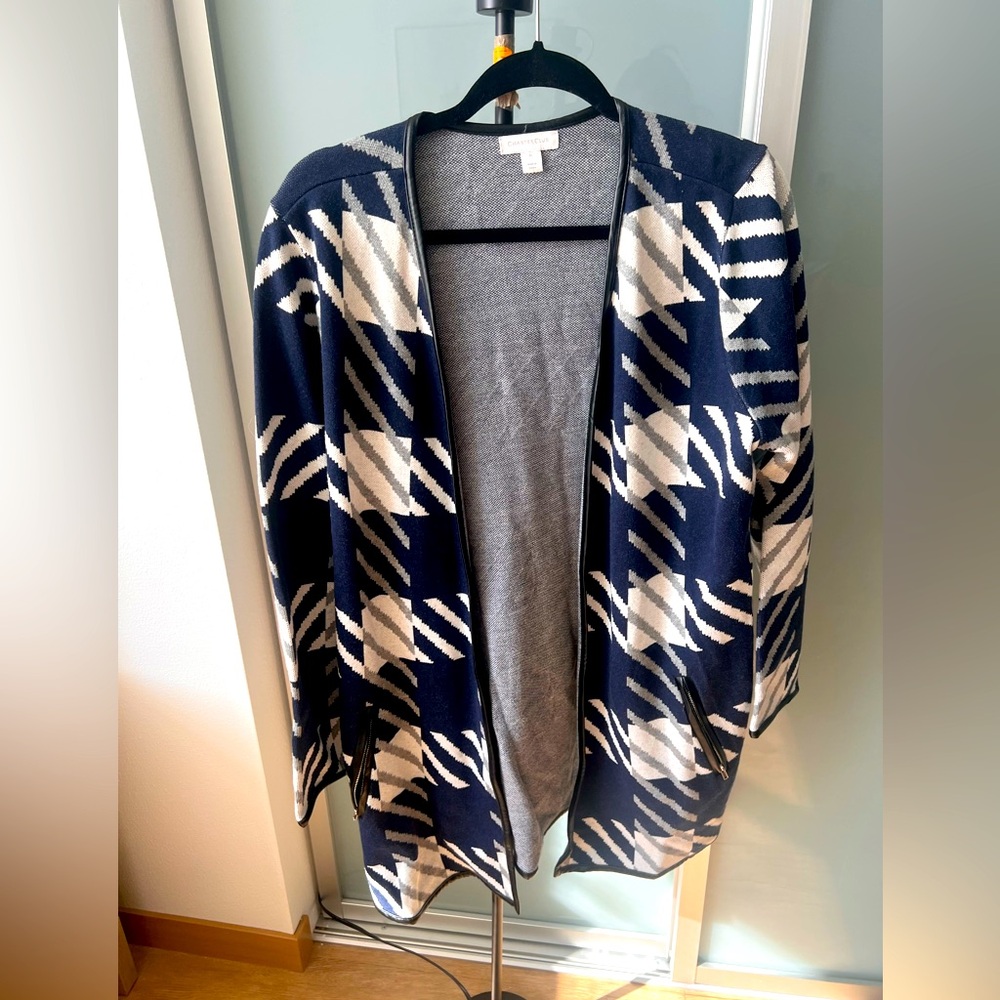 Charter Club Cardigan with Leather Trim